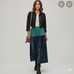 ZARA Maxi Velour Satin Skirt gypsy cottagecore witchy fairy size large